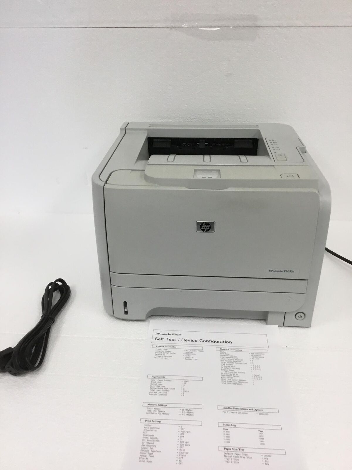 HP Laserjet P2035N Laser Printer w/Network/USB/Toner, 128K Pages Printed WORKING