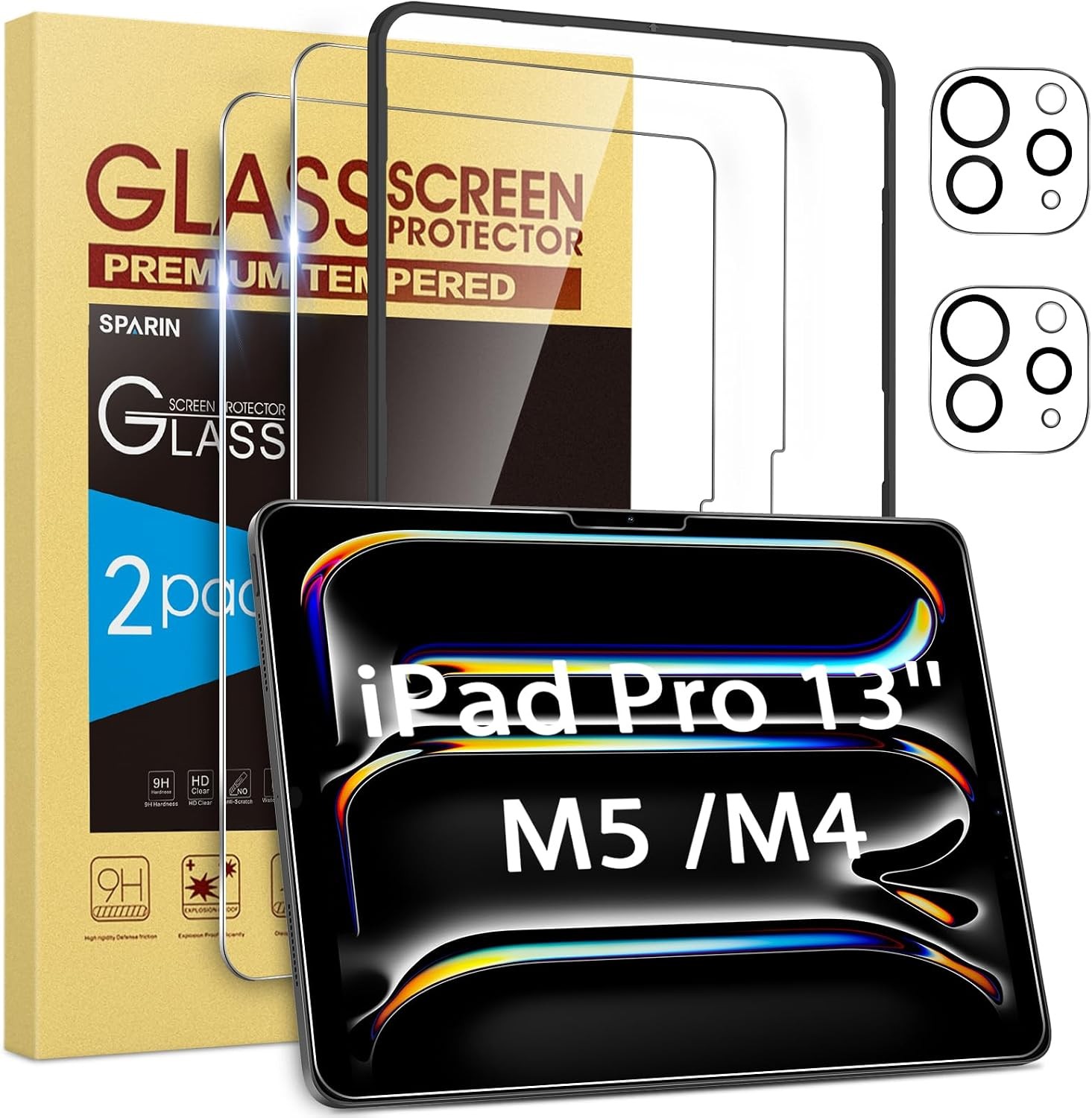 2+2 Pack Screen Protector for iPad Pro 13 Inch with Camera Lens Protector