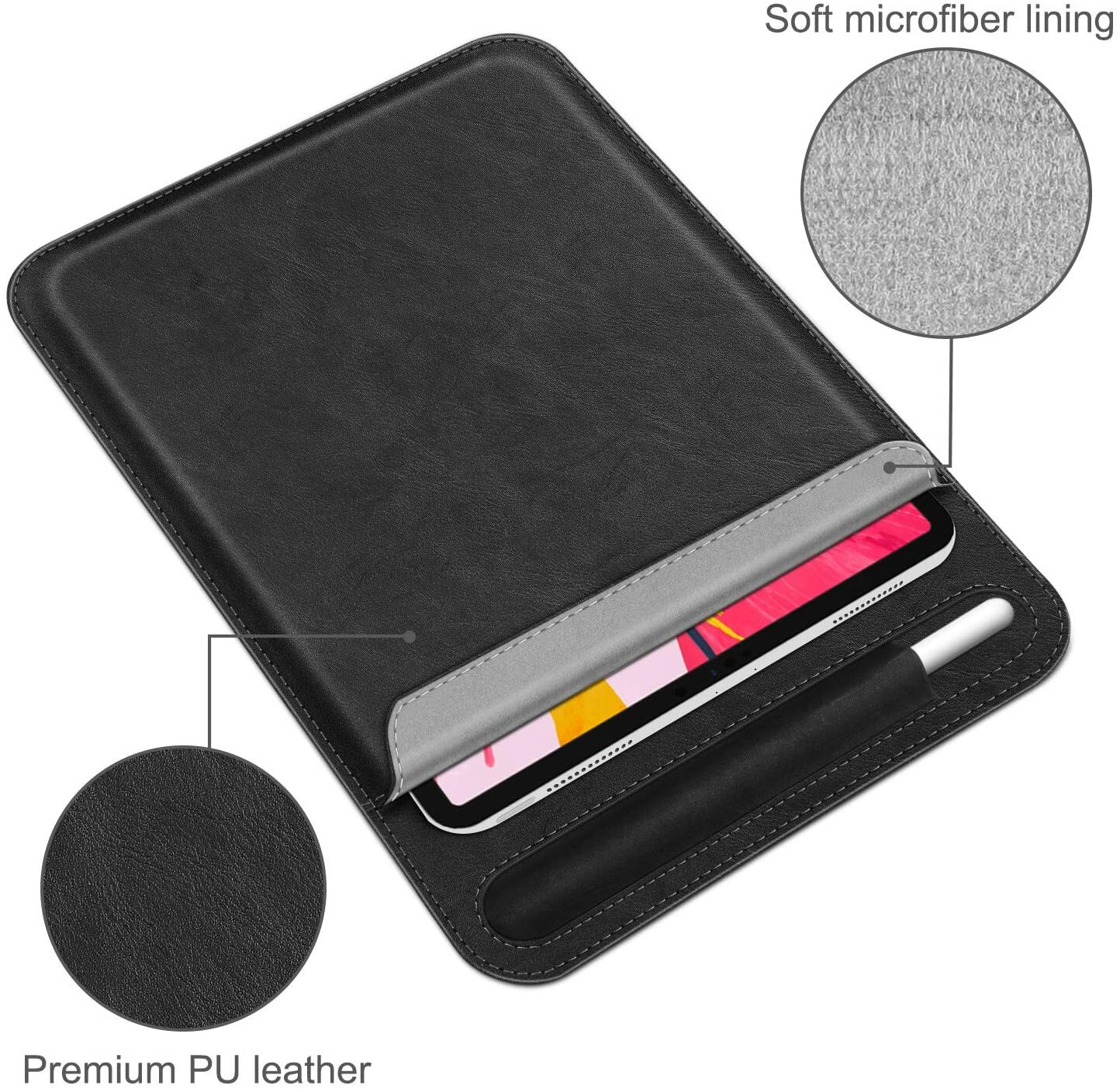 For iPad Air 5th 2022/iPad Pro 11 2021 Sleeve Case Cover Bag w/Apple Pencil Slot