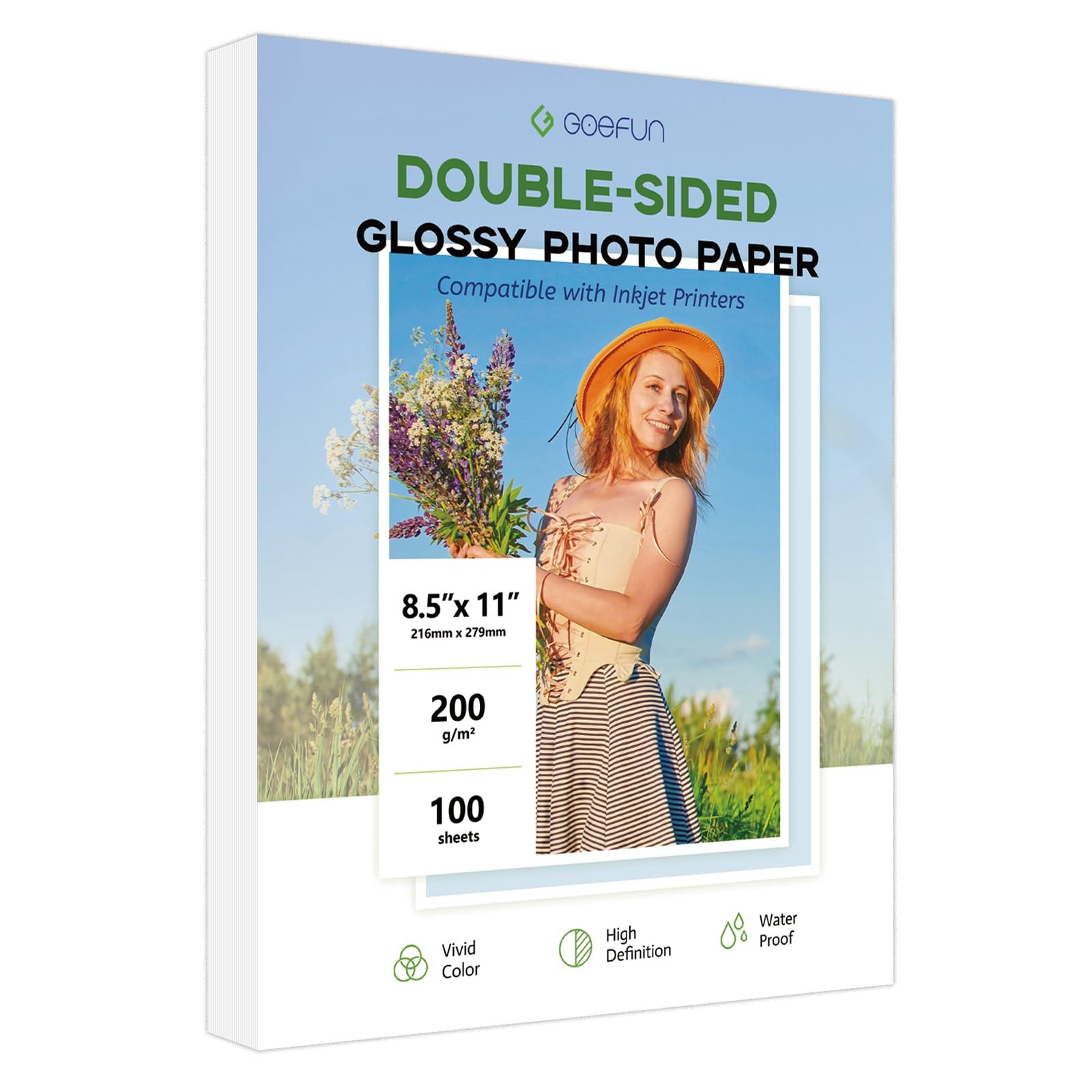 100 PCS Double Sided Glossy Photo Paper 8.5x11 Inch 200GSM/54LB Printer Craft