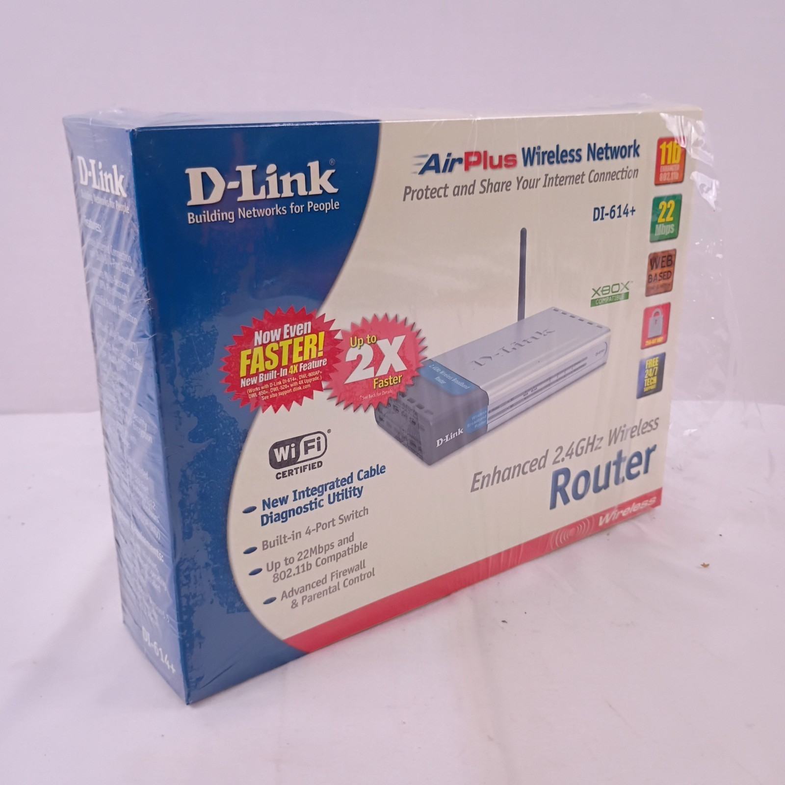 D-Link DI-614+ Enhanced 2.4GHz Wireless Router AirPlus Wireless Network NIB