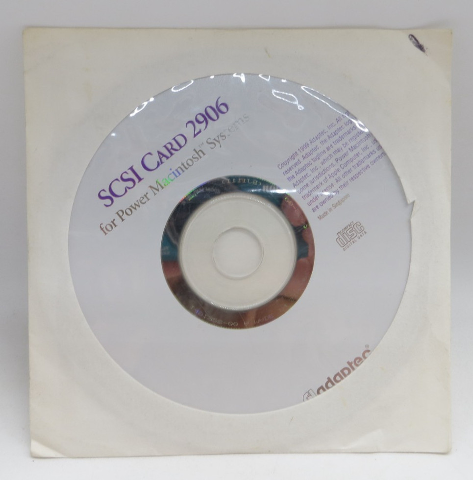 SCSI CARD 2906 For Power Macintosh Systems Vintage 1999 Computer CD adaptec