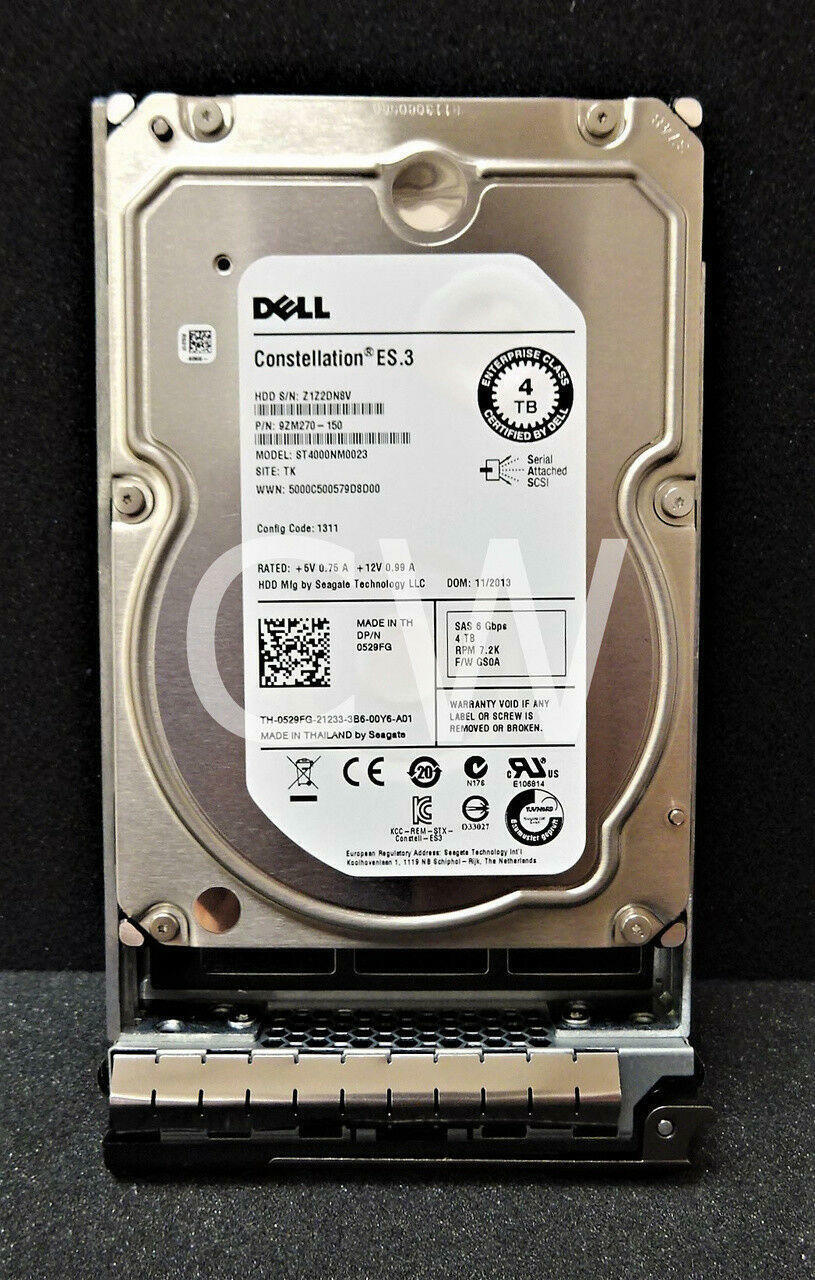 529FG ST4000NM0023 Dell 4TB 7.2K RPM 6Gb/s 3.5" SAS SERVER HDD T710 R210 M520