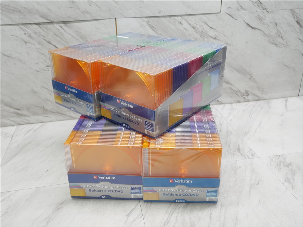 200 NEW SEALED Verbatim CD/DVD Color Slim Jewel Cases (94178)