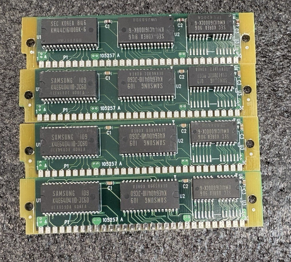 64MB 4 x 16MB 30-Pin SIMM 60ns SILVER 9bit 3-Chip Memory PC, IBM 286/386
