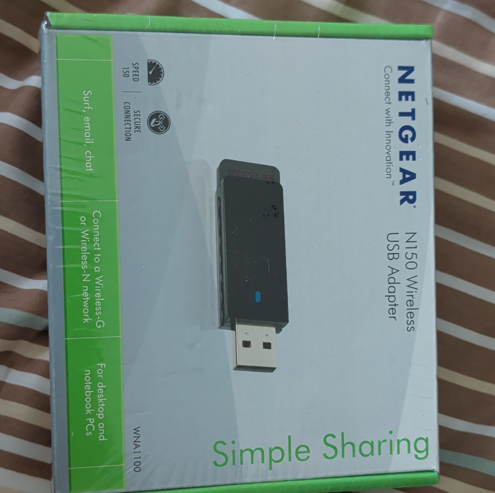 NETGEAR N150 Wireless USB Adapter Wi-Fi 802.11n 150Mbps USB Push 'N' Connect