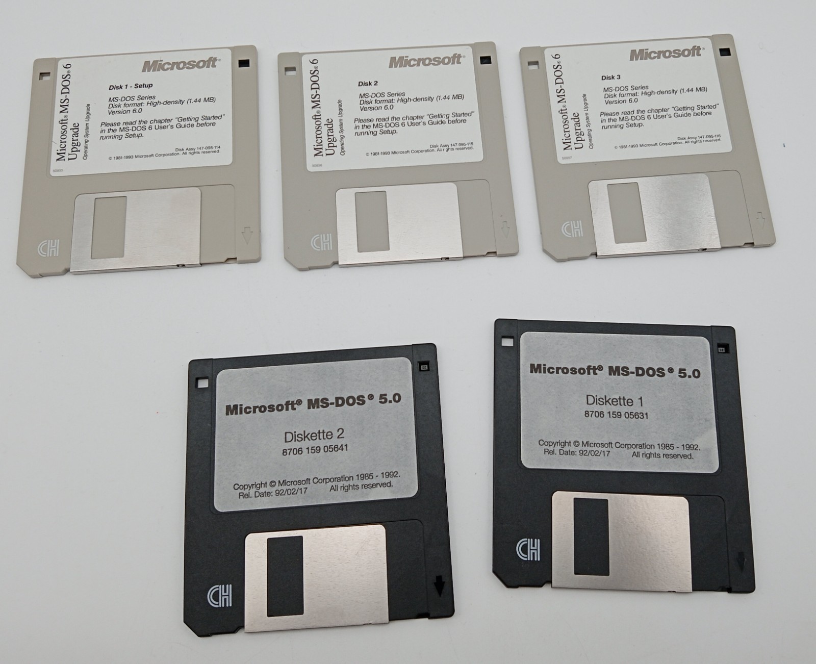Microsoft MS-DOS 6.0 Upgrade & MS-DOS 5 .0 Operating System 3.5" Disk vtg LOT