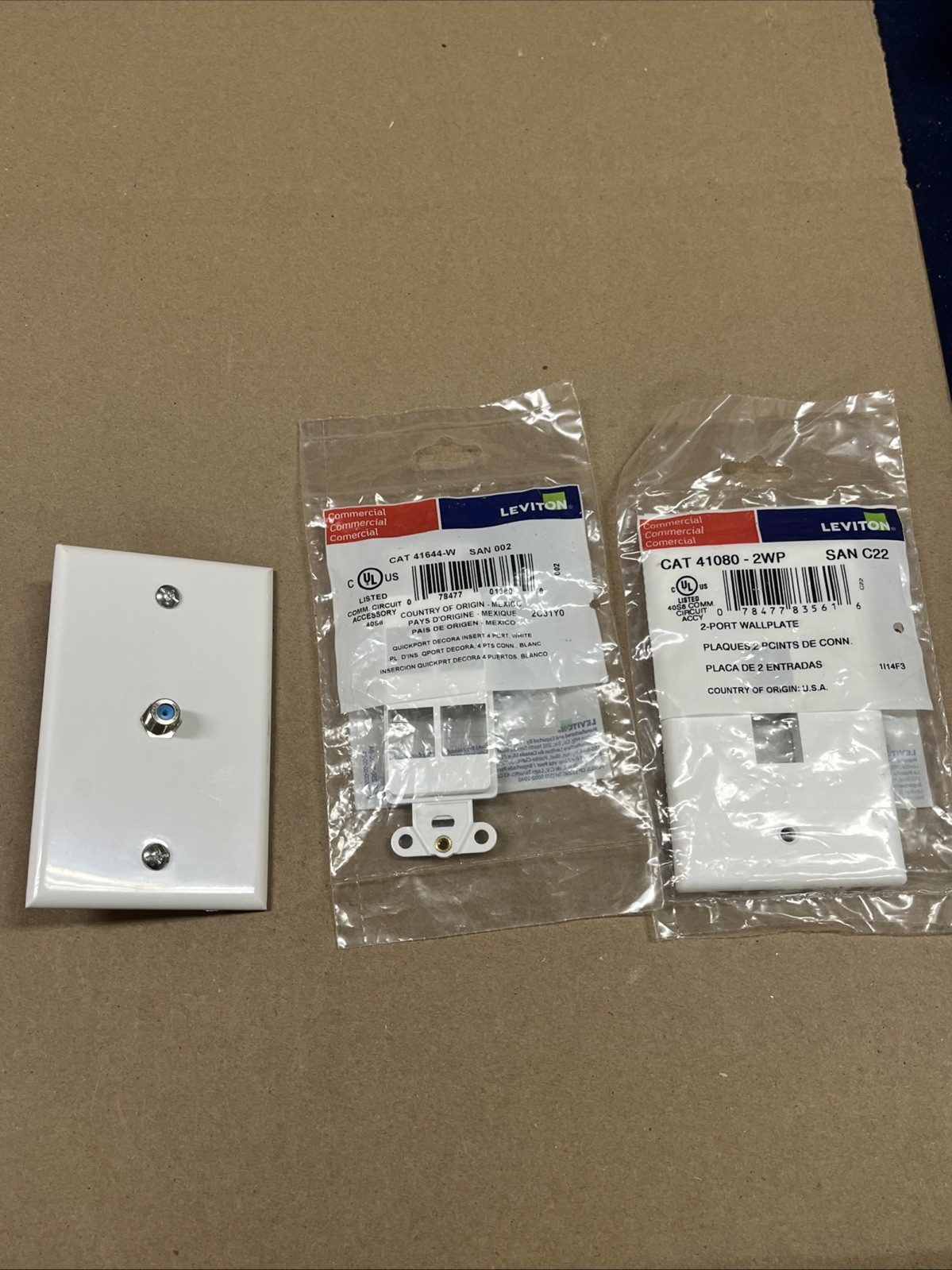 Leviton 41080-2WP, 41644-W, F-Type Plates 2 PORTS 4 PORTS CABLE ALL 3 INCLUDED