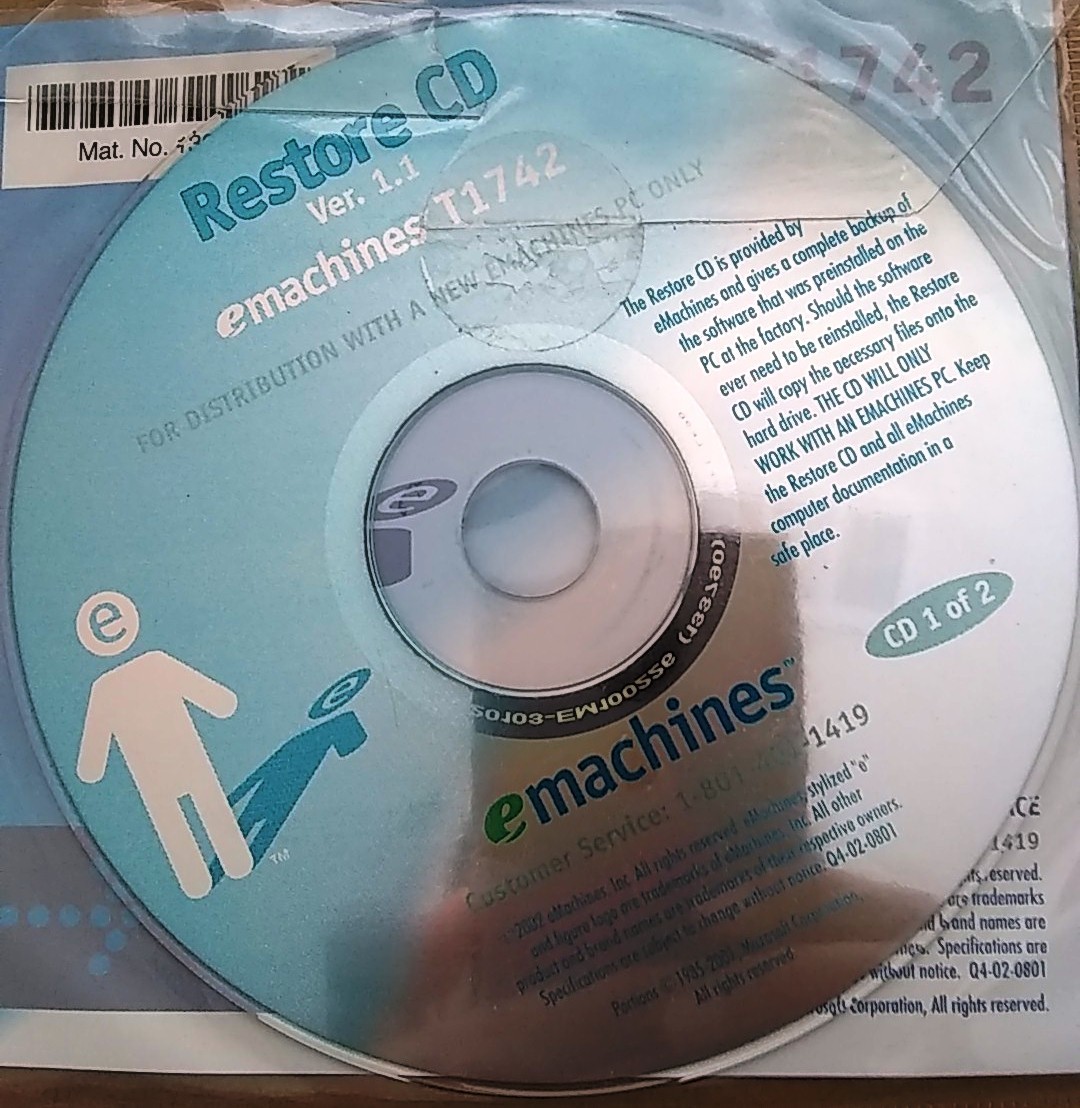 emachines T1742 Original Restore CD Set