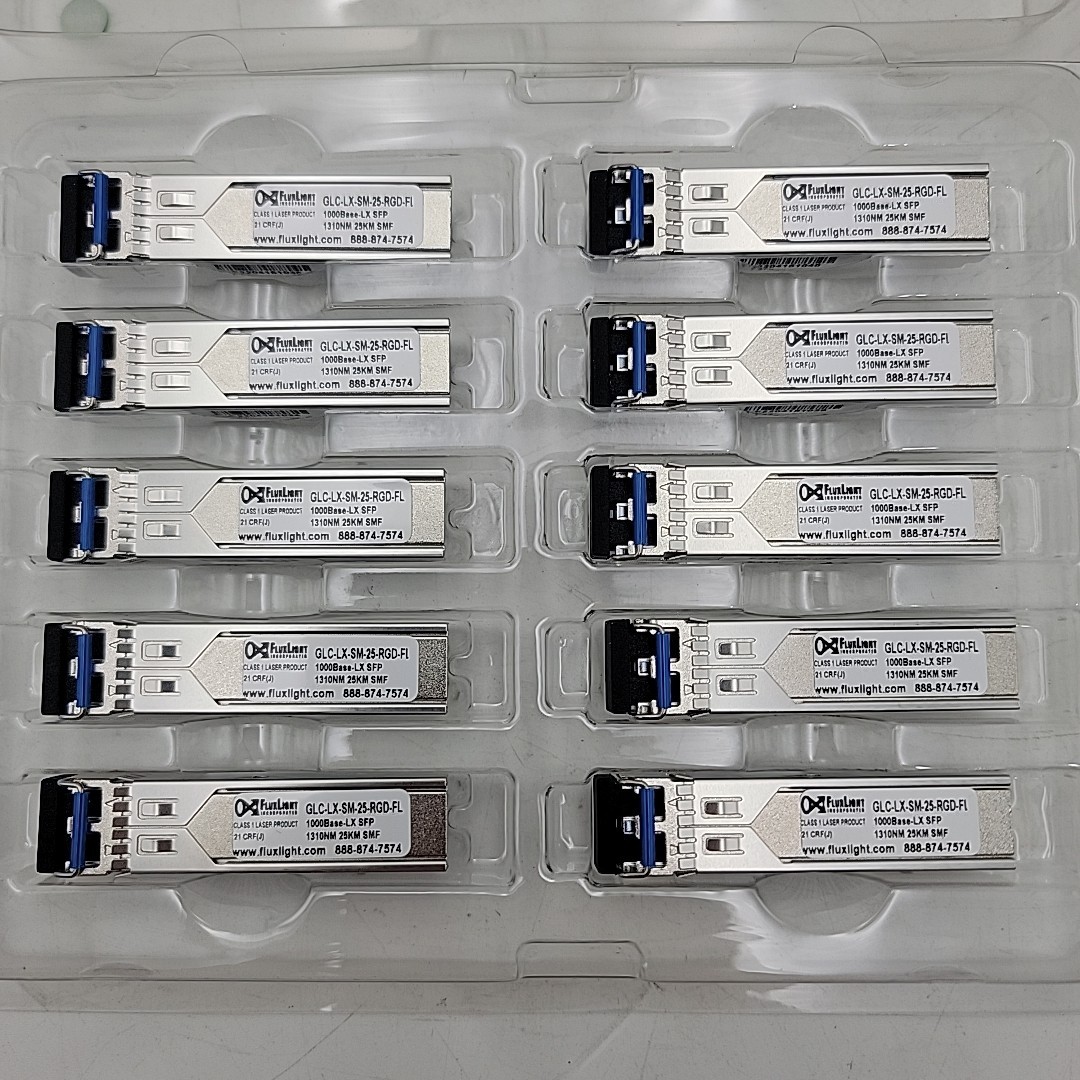 10 Pack New Fluxlight GLC-LX-SM-25-RGD-FL Optical Transceiver Module