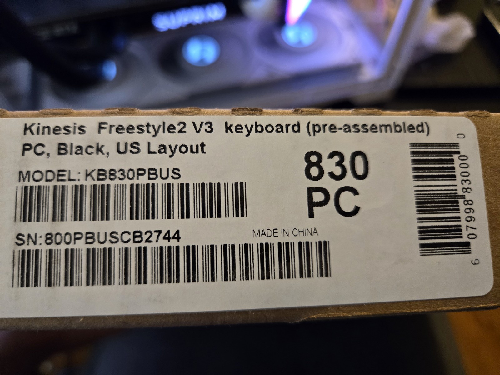 Kinesis Freestyle 2 V3 Keyboard BLACK US Layout for PC + V3 (KB830PBUS) New