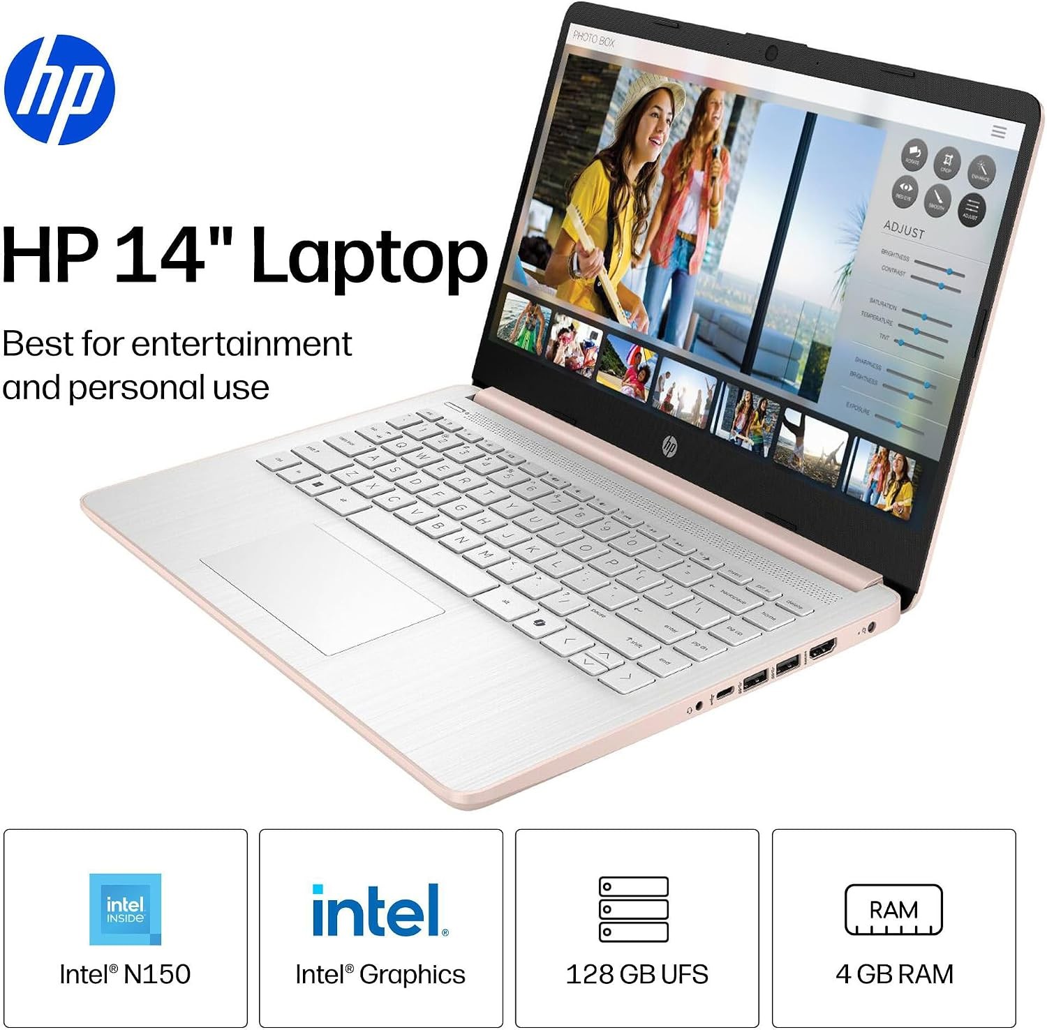 HP 14" Laptop Computer 2026, Intel N150 CPU, Office 365, EXT 500GB HDD