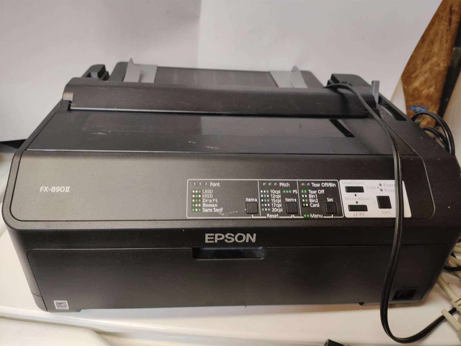 Epson FX-890II Impact 9-pin Dot Matrix Printer Monochrome w/ Extras WORKS **READ