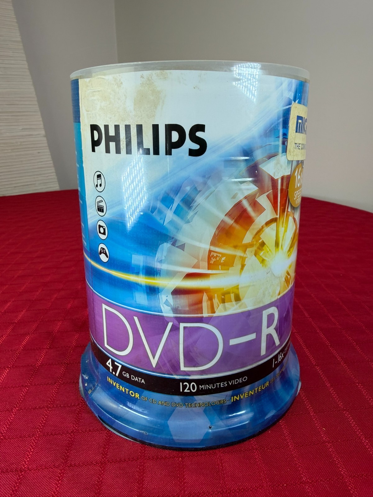 Philips DVD-R 100 Blank Disc 16X 4.7GB 120 Min Brand New in Sealed Package