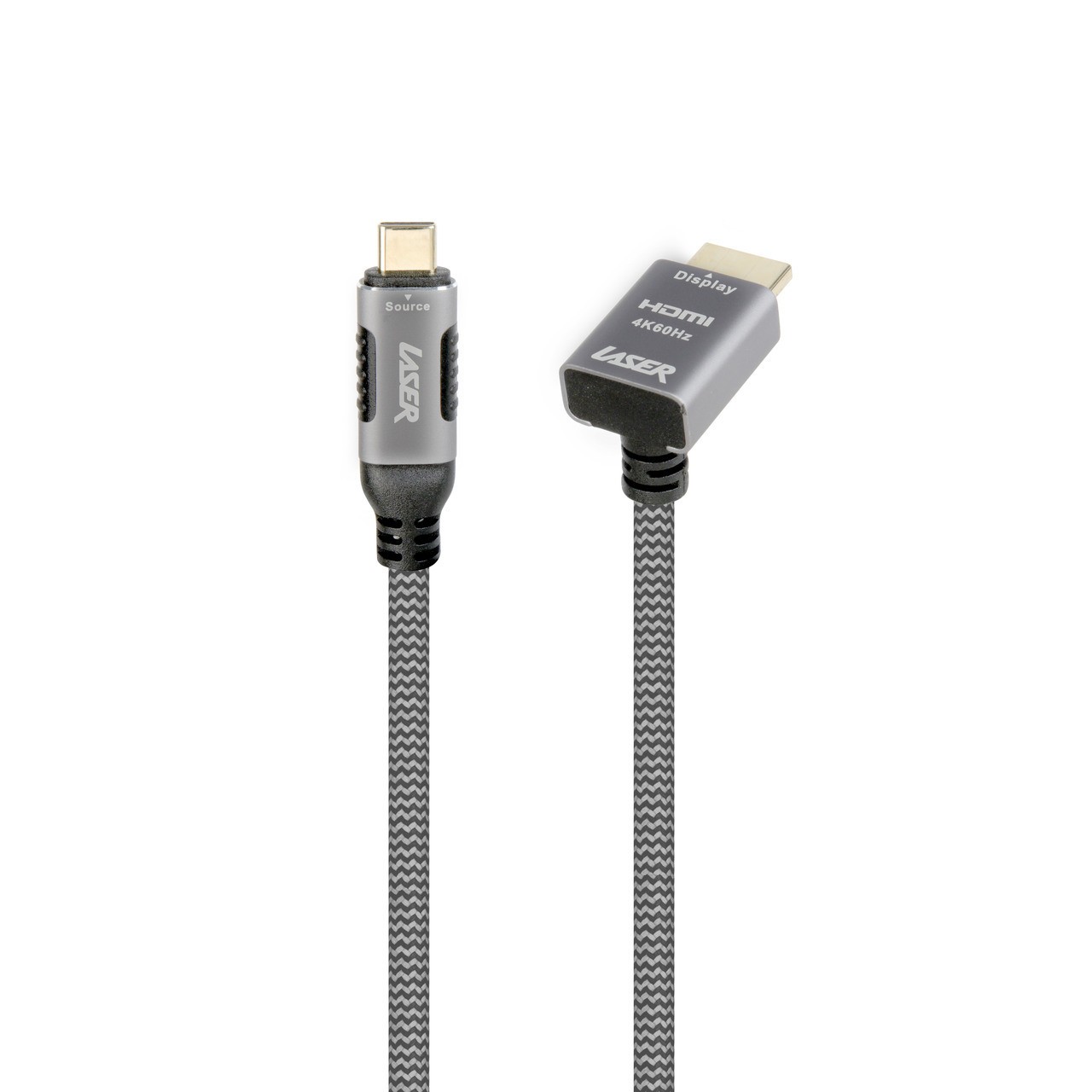 Laser 4K USB-C to Right Angle HDMI Cable 2m Grey