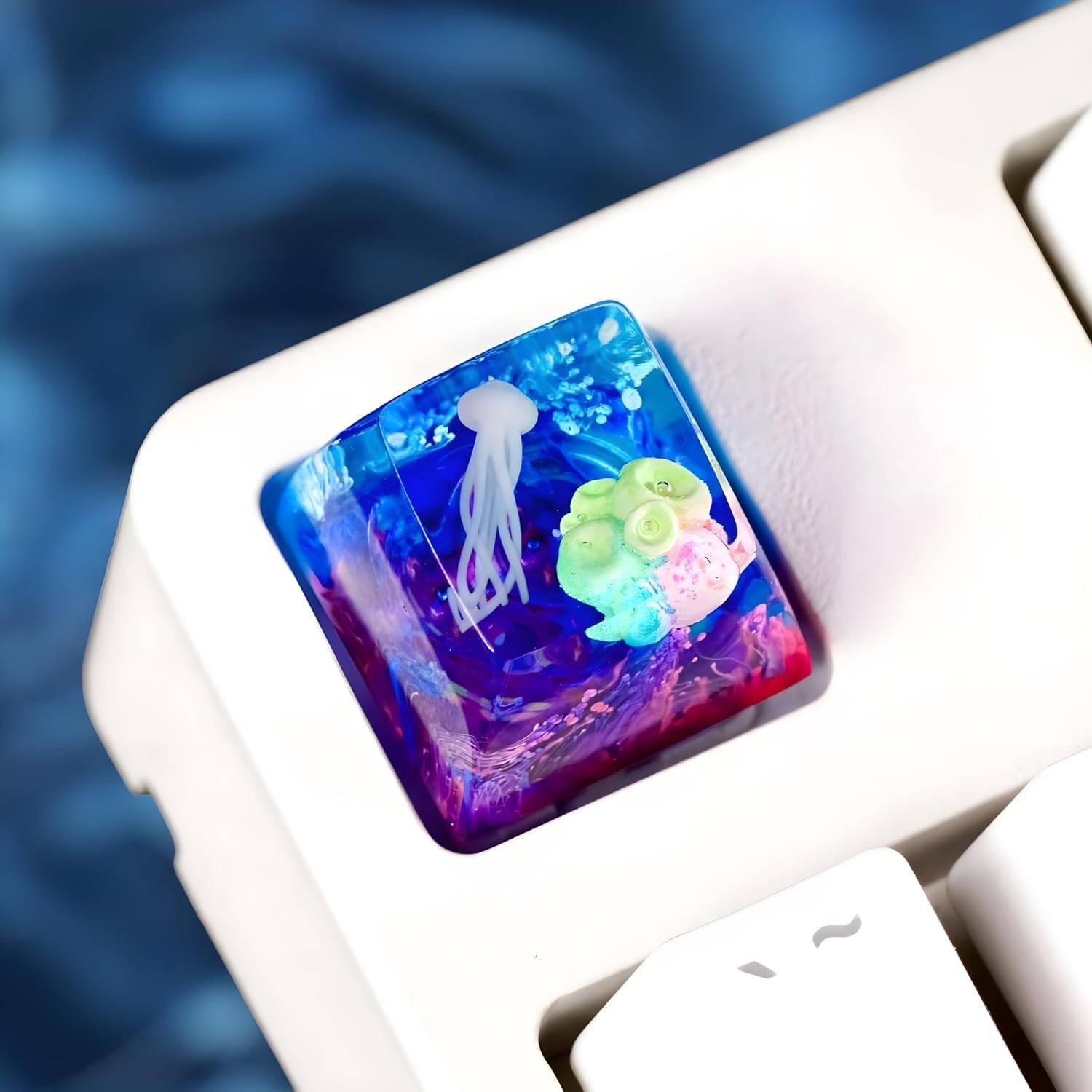 Jellyfish Artisan Keycap Rainbow Coral R1 SA Profile Custom Sea Creature Keycaps