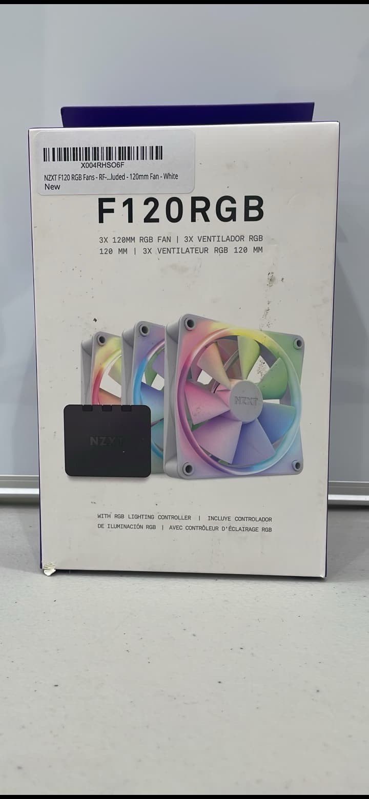 NZXT F120 RGB RF-R12TF-W1 120mm White Case Fan 3-Pack w RGB Controller