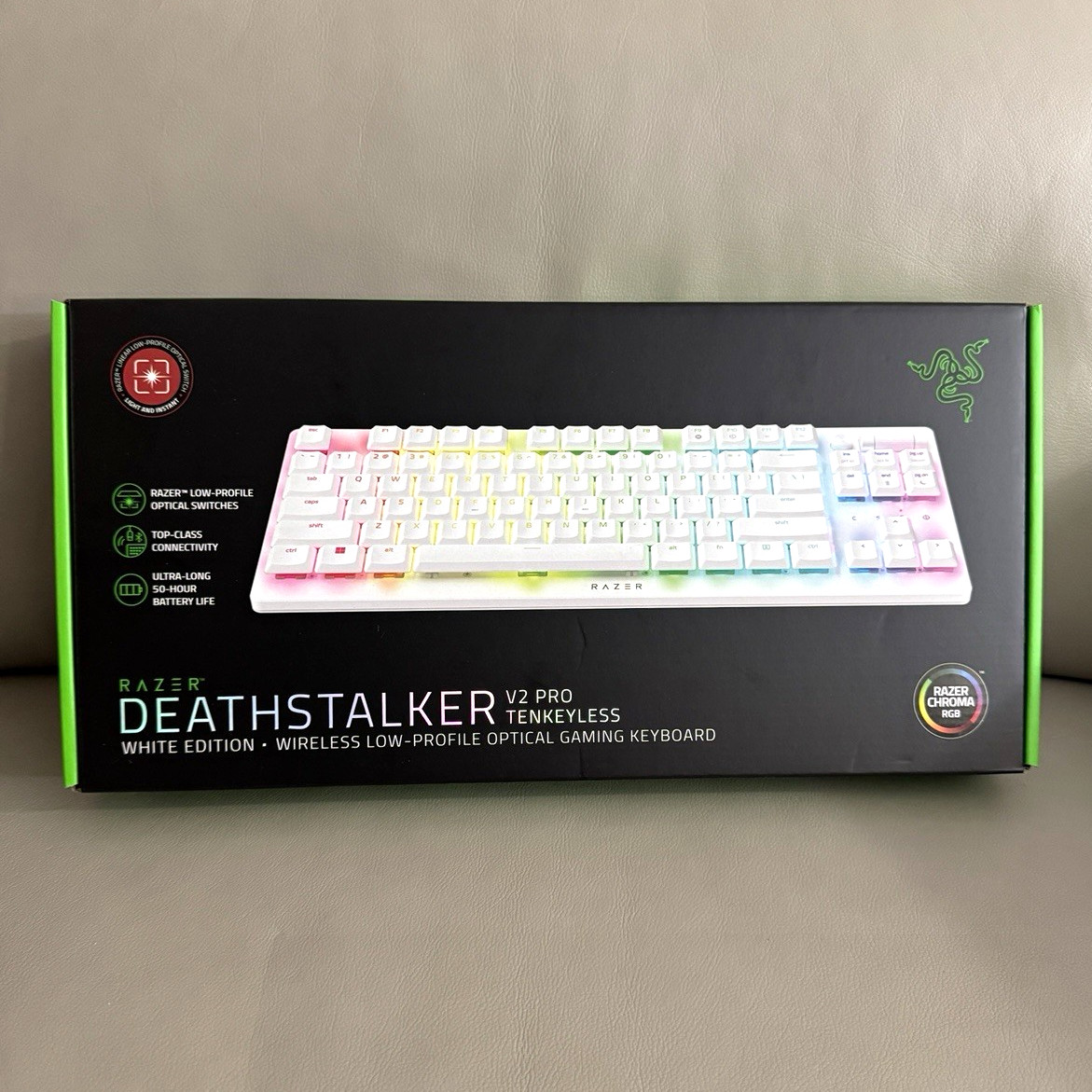 Razer DeathStalker V2 Pro TKL Wireless/Bluetooth Illuminated Keyboard, White
