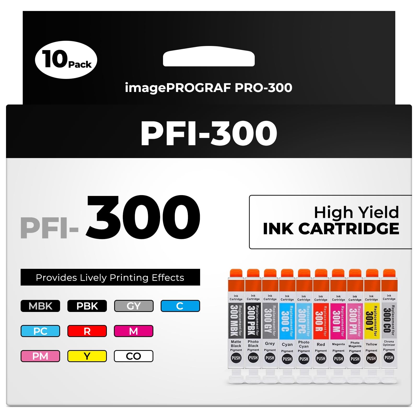 PFI-300 Ink Cartridges Pro-300 Priner Ink Combo Pack Compatible with Canon