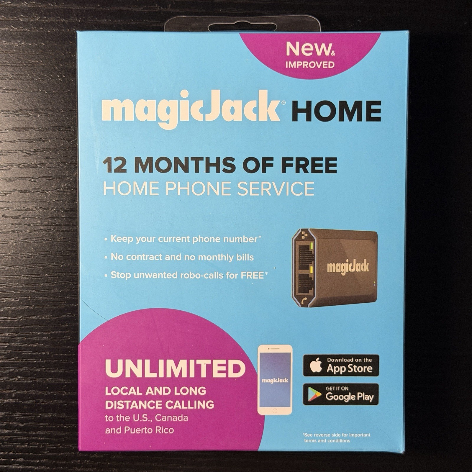 magicJack HOME VoIP Phone Adapter K1103 USB/RJ-45 Black 1-Line Caller ID