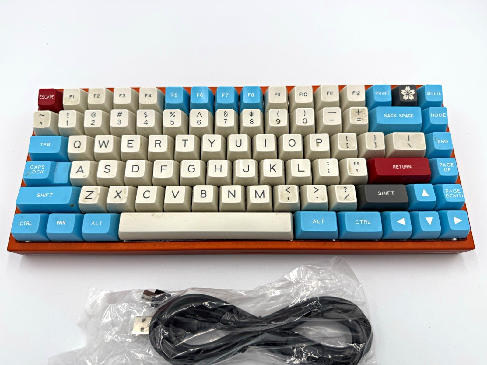 Custom 60% Mechanical Keyboard | Orange Aluminum Case | New Cable