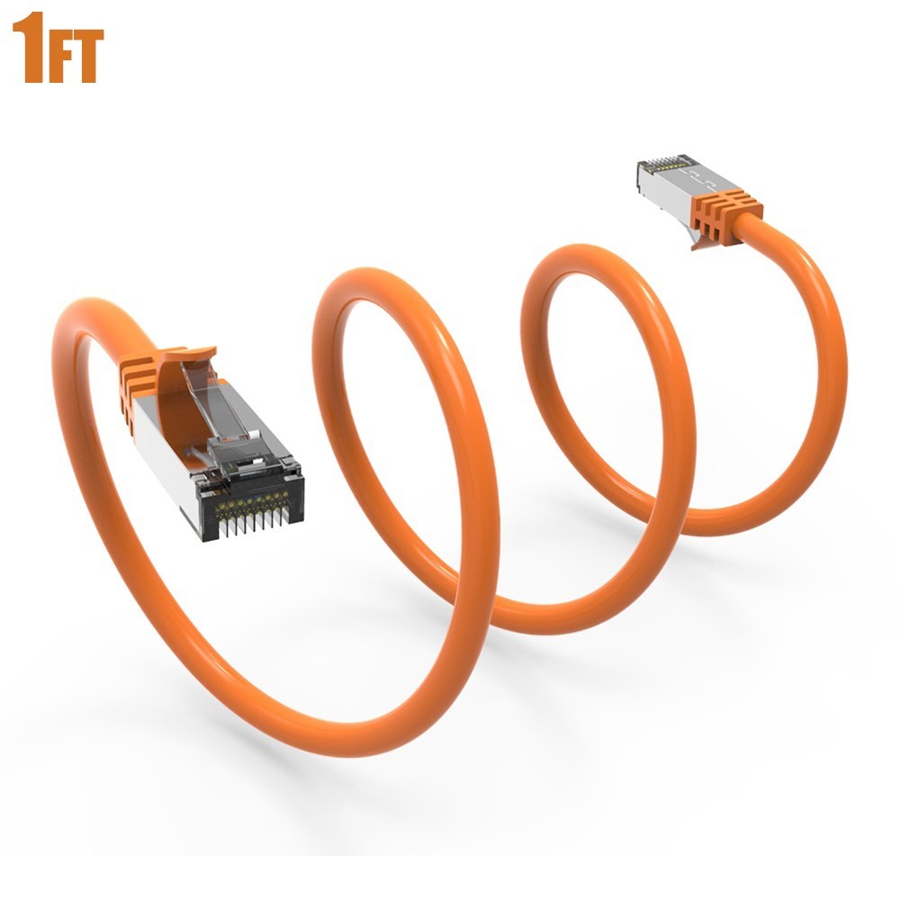 0.5FT - 10FT CAT8 RJ45 Network LAN Ethernet SFTP Cable 40Gbps 2GHz 26AWG Orange