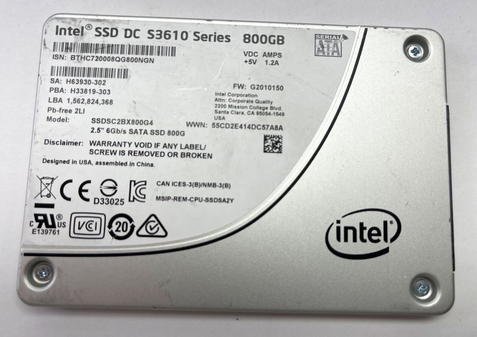 Intel SSDSC2BX800G4 DC S3610 800GB 2.5