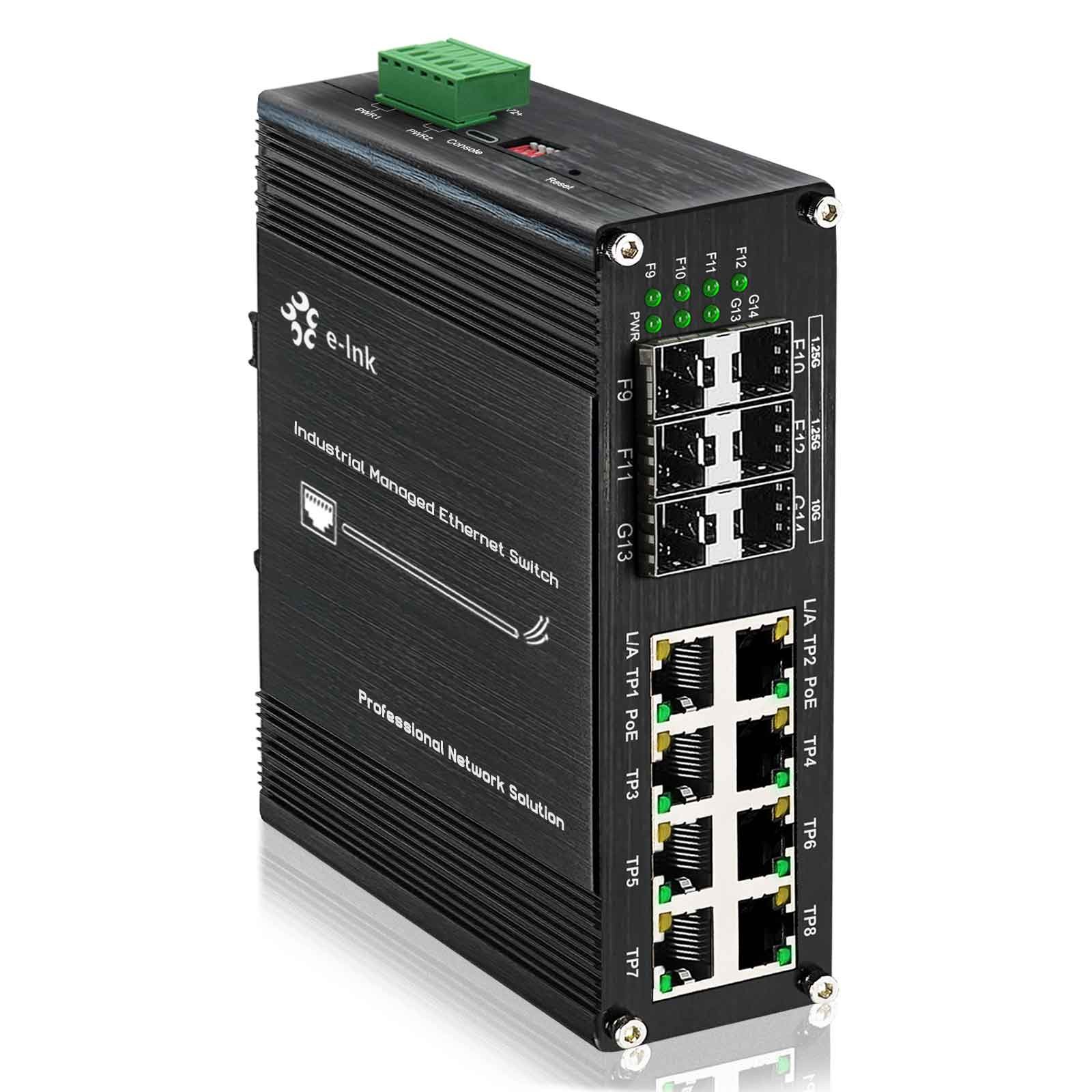 Industrial L2+ 8-Port Managed Ethernet PoE Network Switch 10Gx2SFP+1Gx4SFP