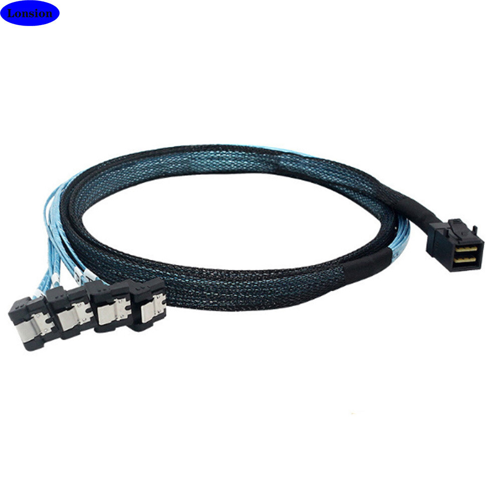 MINI SAS SFF-8643 to 4 Ports SATA 90 degree server high-speed connection cable