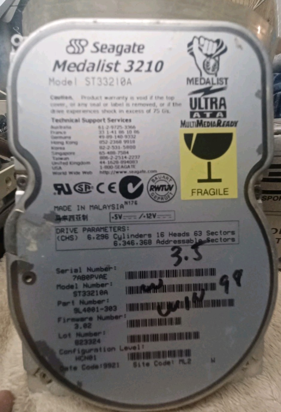 Seagate Medalist 3210 Model ST33210A Hard Drive Formatted 