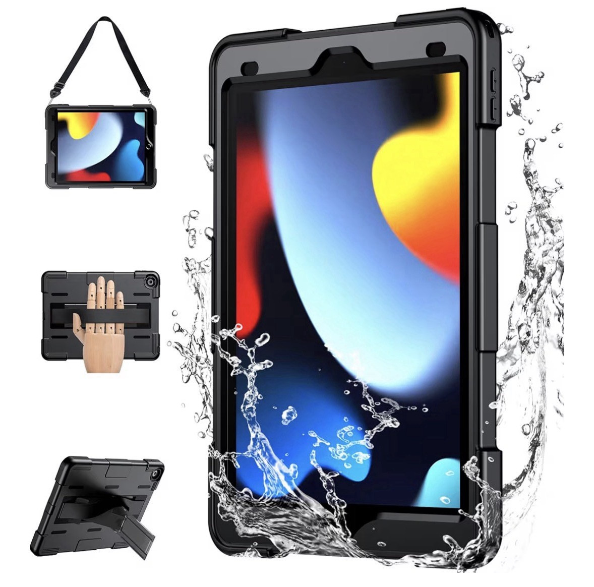 Waterproof Shockproof Hybrid Case w/ Stand for Apple iPad 10.2 7th/8th/9th Black