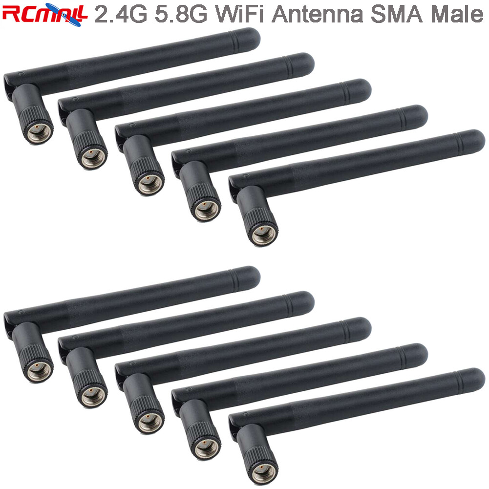 10pcs 2.4G 5.8G Dual Band Wireless WiFi Antenna SMA Male 3dBi High Gain 110mm