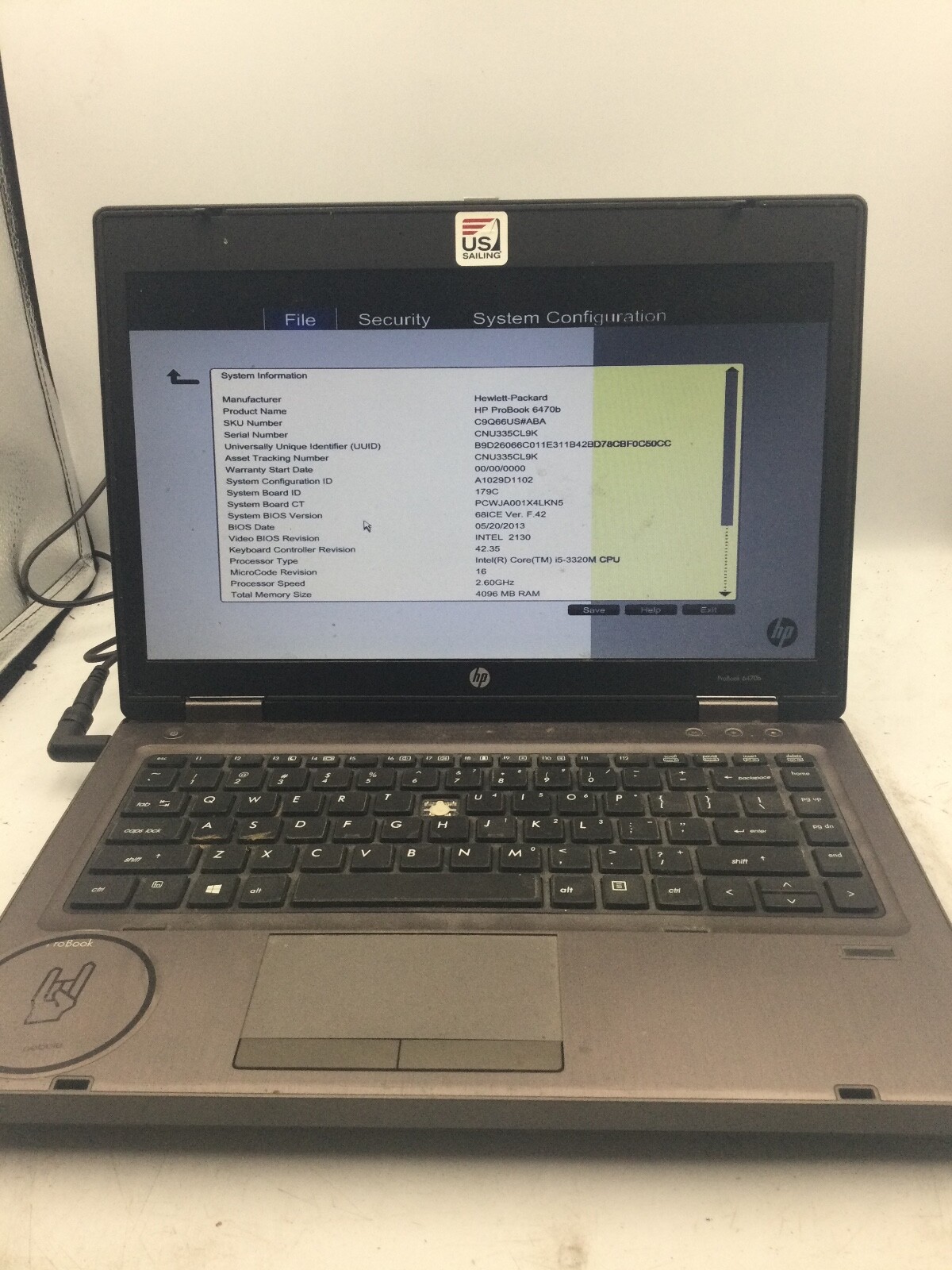 HP PROBOOK 6470B - BOOTS TO BIOS -  INTEL I5 3320 - 4GB RAM - 14" - READ DESC-BB