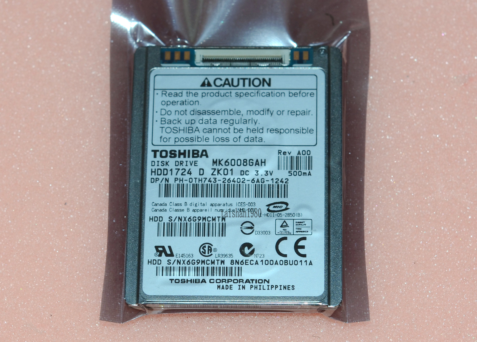 TOSHIBA 1.8" MK6008GAH 60GB HDD FOR DELL Latitude Hard DISK DRIVE