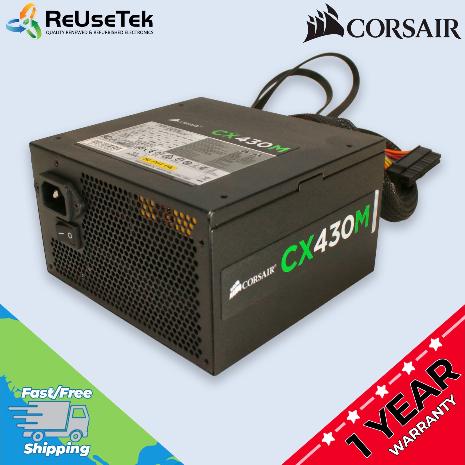 Corsair CX430M 430W 80+ Bronze PSU ATX Modular Desktop Power Supply | CP-9020058