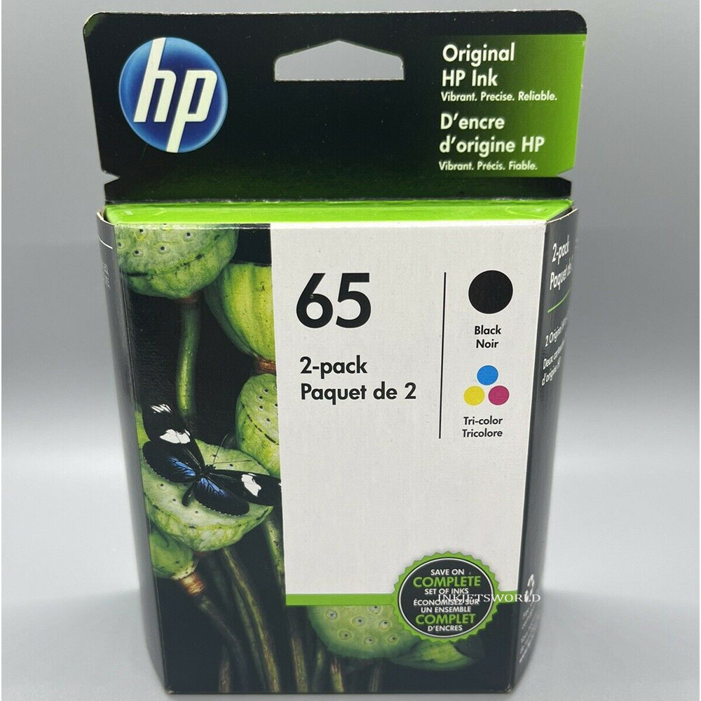 HP 65 Combo 2pack Ink Cartridges 65 Black Color New Genuine Retail Box