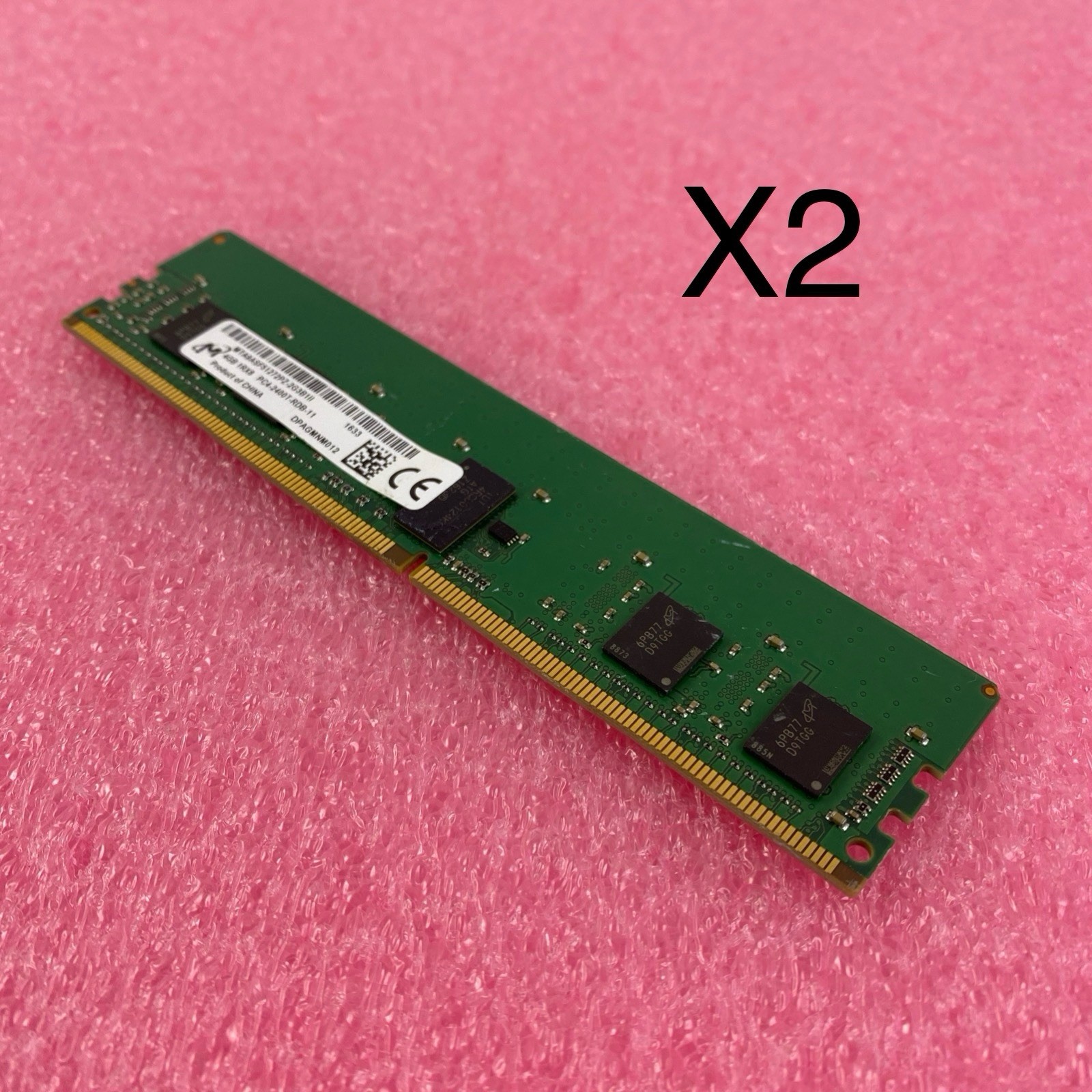 Micron 4GB DDR4 PC4-2400T Desktop Memory Ram MTA9ASF51272PZ-2G3B1II - Lot of 2