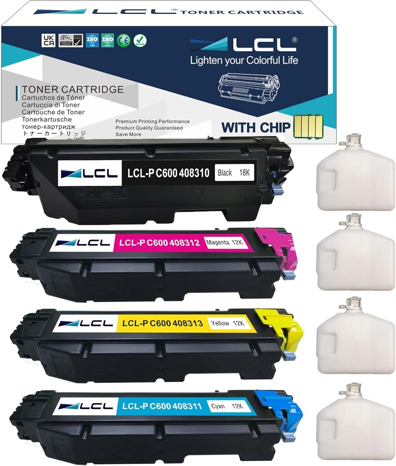 Toner Cartridge for Ricoh C600 Printer High Yield 4-Pack Replacement 408310-313