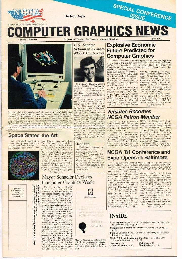 June 1981, Computer Graphics News, Vol. 1, No. 1, Special Conference Issue, Rare