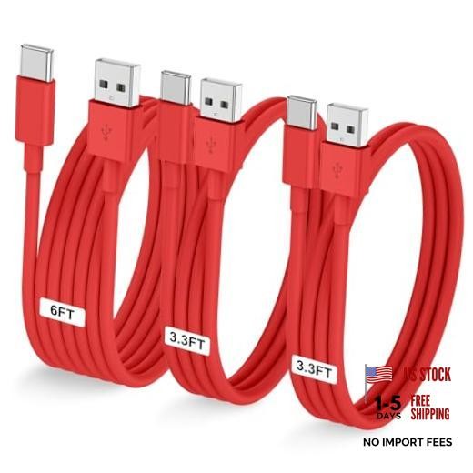 3-Pack [3.3FT+3.3FT+6FT] USB A to USB C Cable，USB to USB C 6FT+3.3FT+3.3FT Red