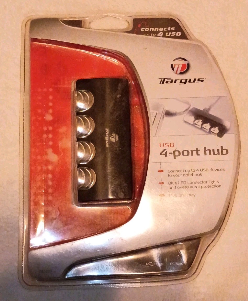Targus PA055U 4-Port Plug & Play Compact Design PC/Mac/Laptop USB 2.0 Hub