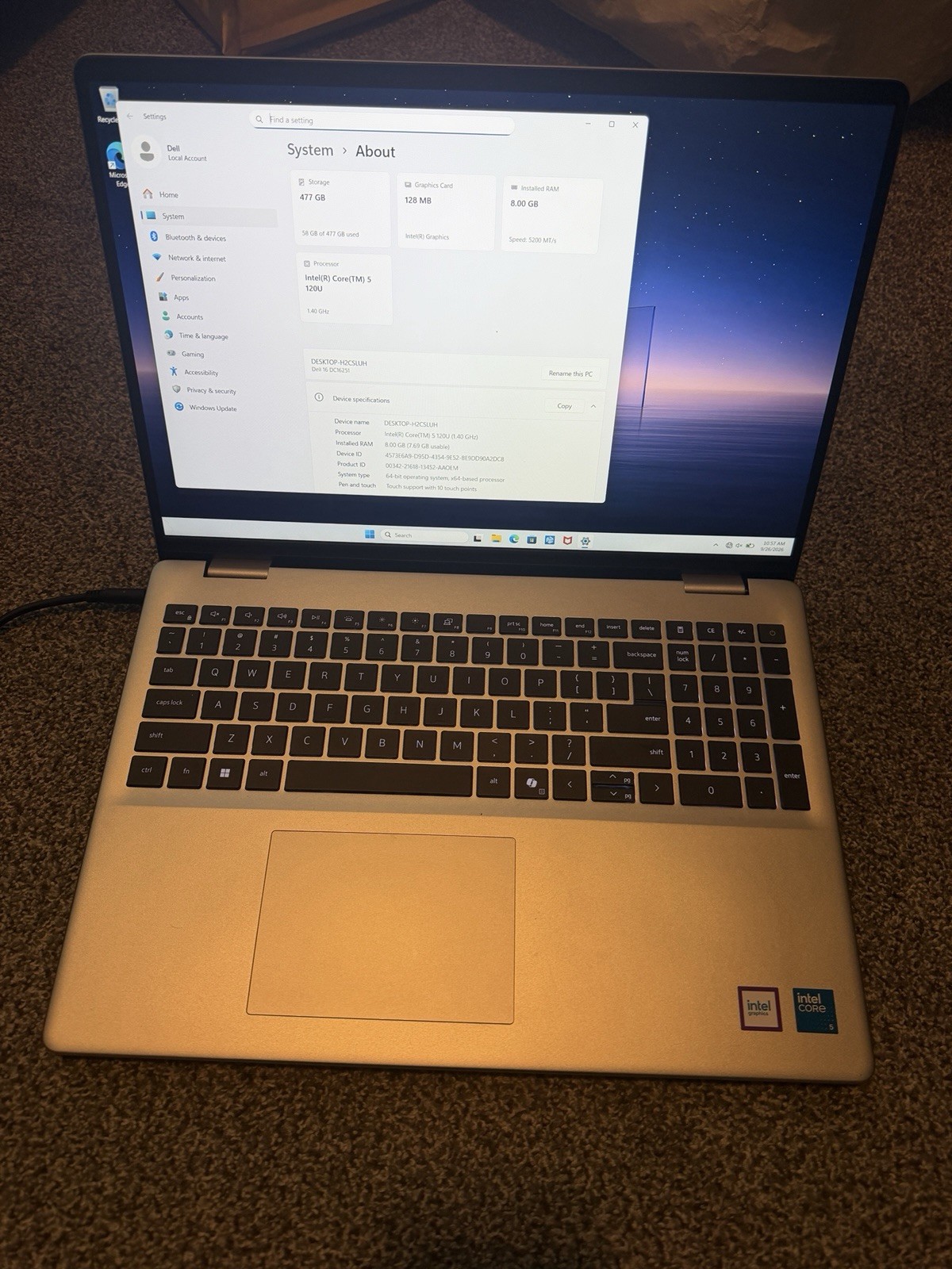 Dell 16 dc16251 Intel Core 5 512gb SSD Windows 11
