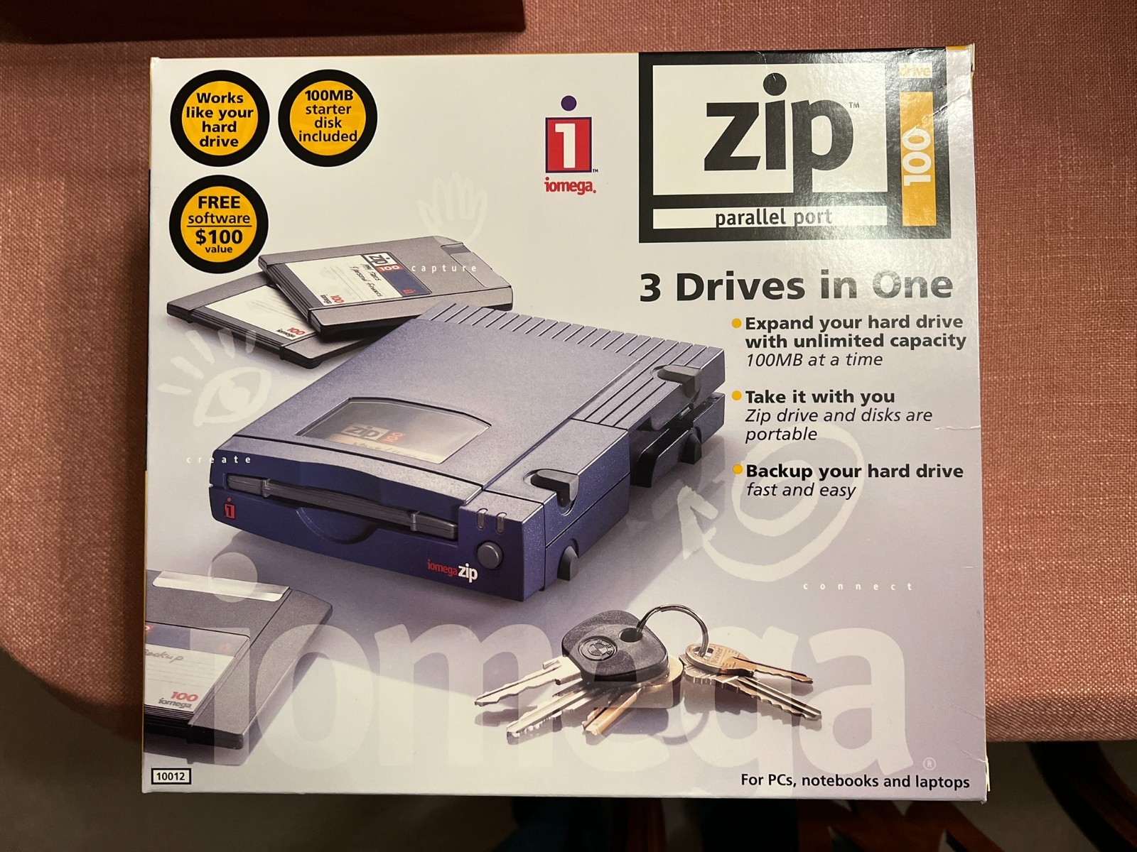 Iomega 100MB External Zip Drive For PC with Parallel Port Connection Used