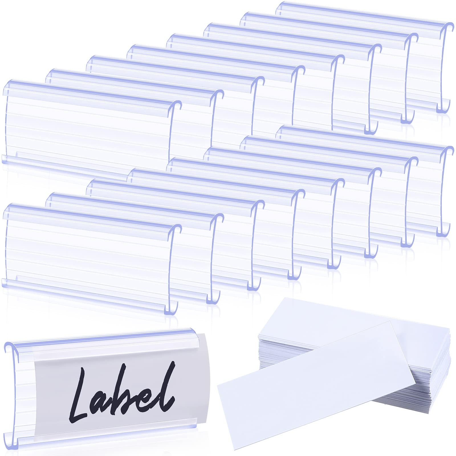 100 Pcs Plastic Wire Shelf Label Holders with 100 Pcs Paper Inserts Wire Rack...