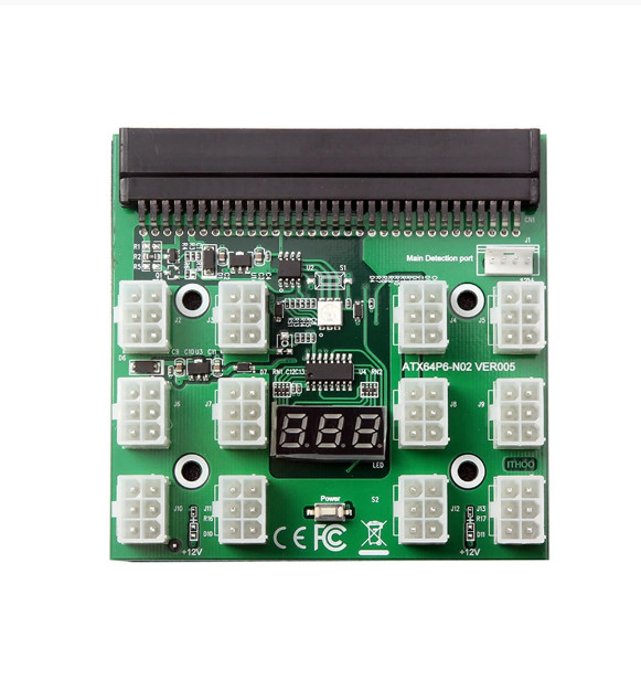 12* 6Pin Slots Breakout Board for HP Server Power Supplies GPU/ASIC Mining 