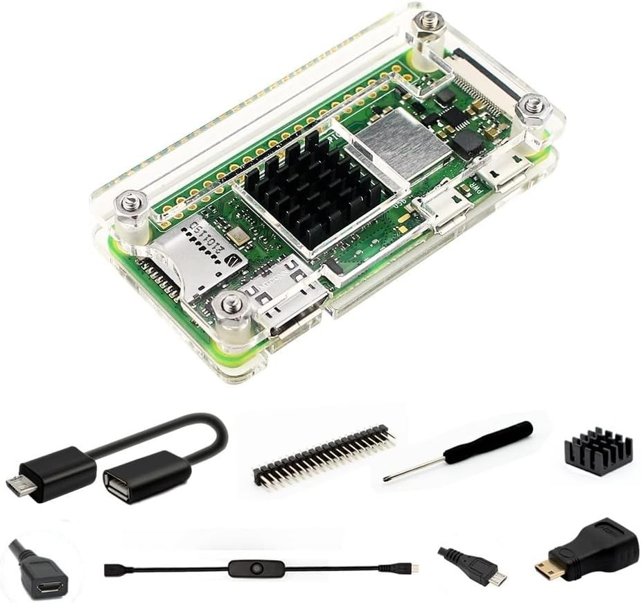 iUniker Raspberry Pi Zero 2 W Case with Heatsink, HDMI Adapter, OTG Cable, Heade