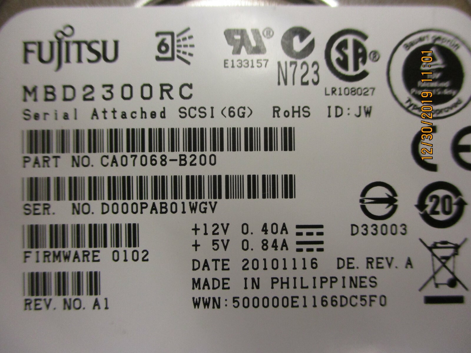 FUJITSU - MBD2300RC - 300GB 10000RPM 2.5" SAS HDD