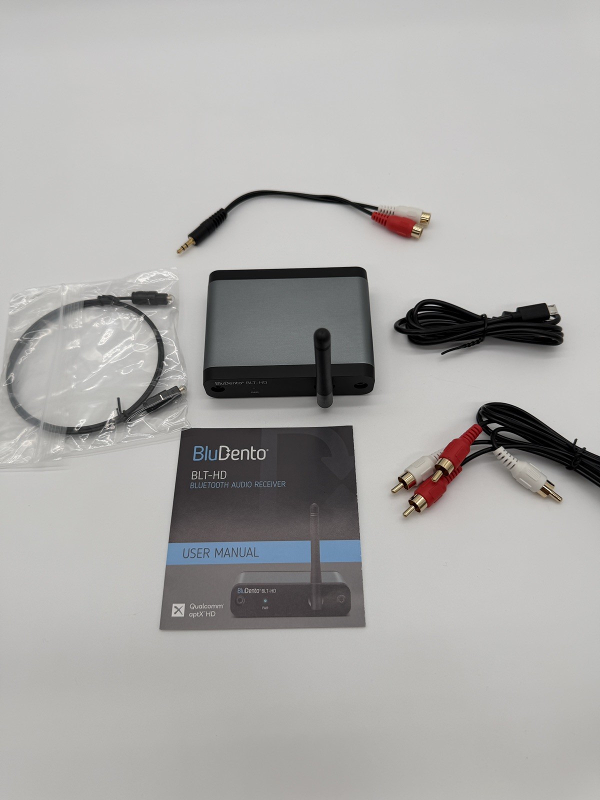BluDento BLT-HD Bluetooth 5.4 HiFi Audio Receiver Qualcomm aptX HD Optical RCA
