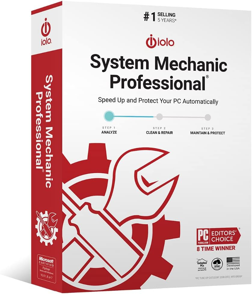 Iolo - System Mechanic Pro, Computer Cleaner for Windows, Blocks Viruses and Spy