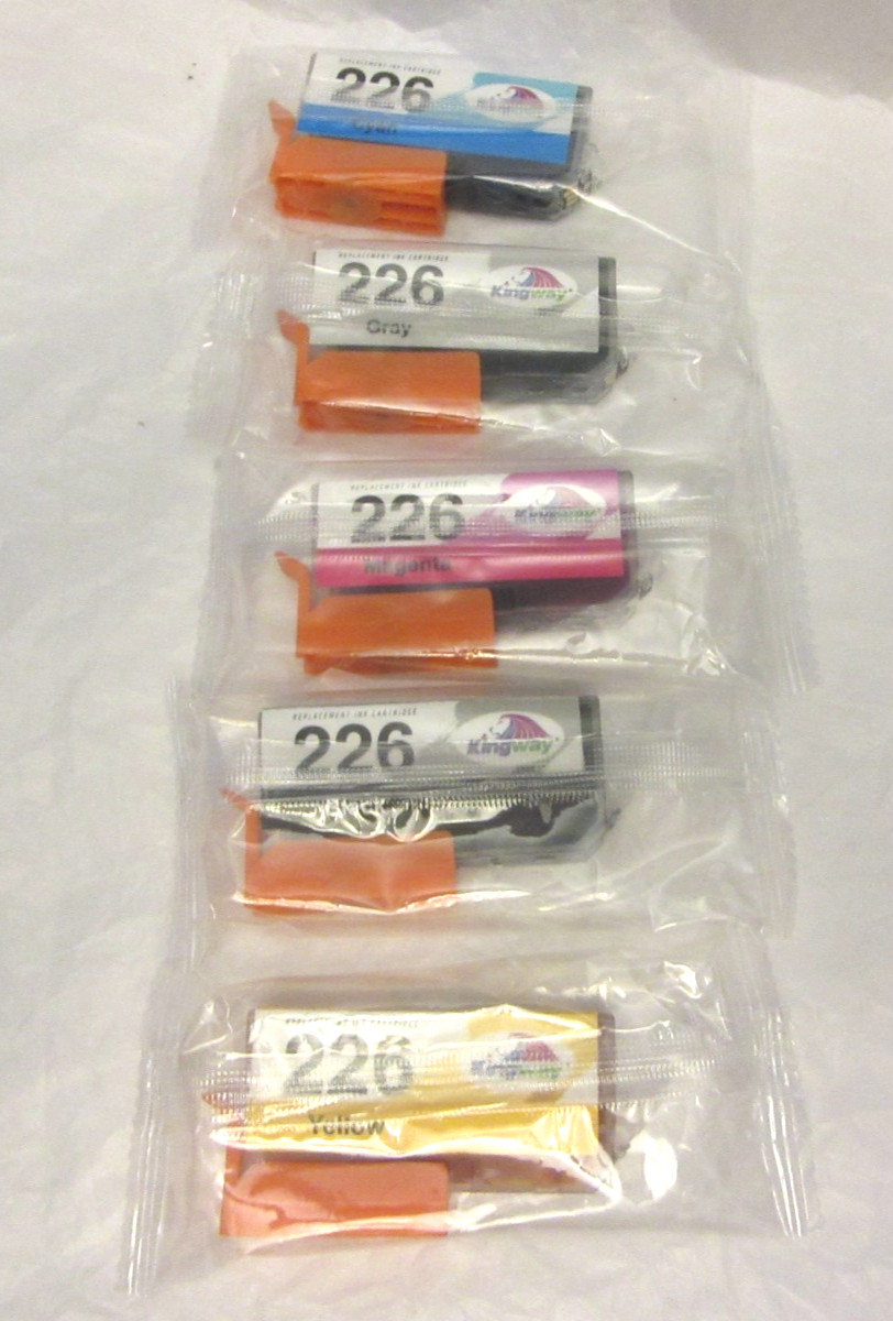 5 KINGWAY Replacement Ink Cartridge - 226 Black, Magenta, Cyan, Gray, Yellow NEW